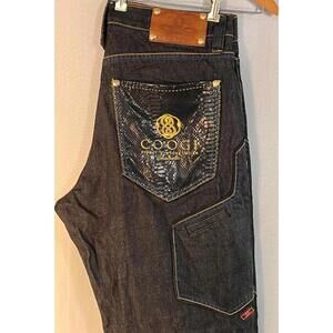 Coogi Stylish Black Denim Jeans with Unique Pocket Detailing
